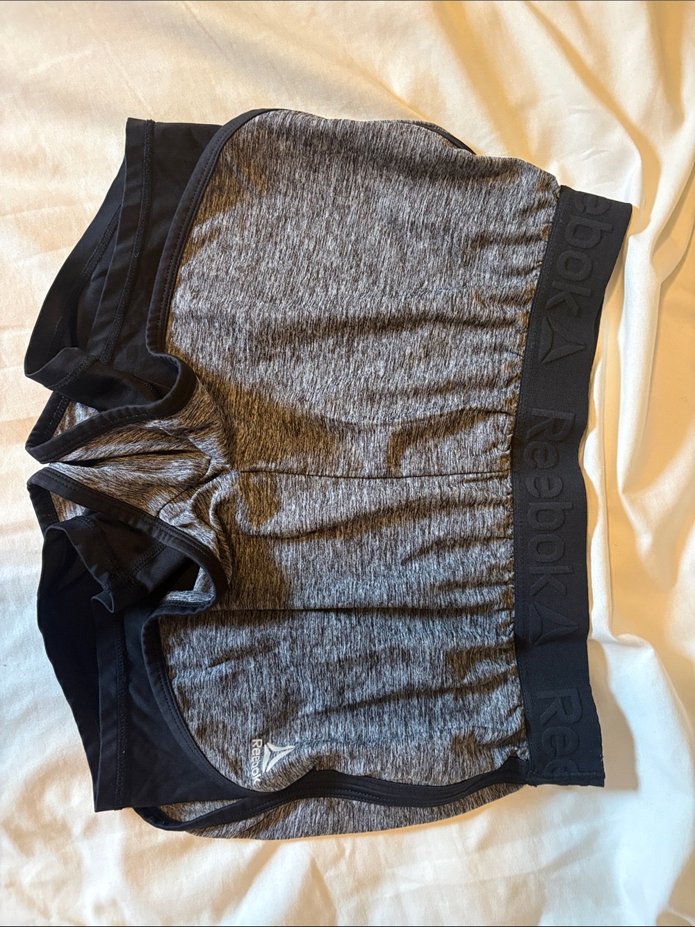 Reebok Women's Heather Gray Athletic Gym Shorts with Black Trim